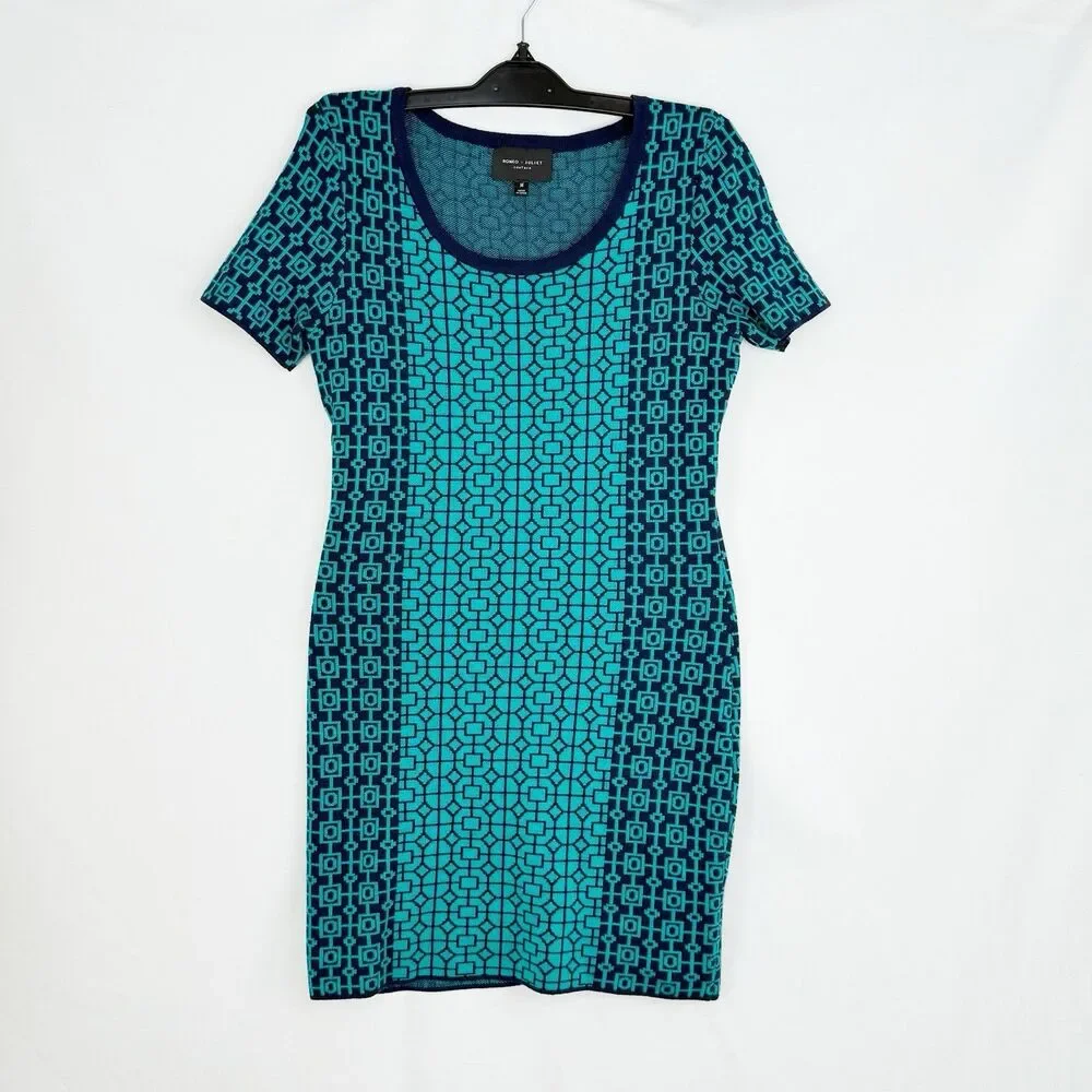 Romeo Juliet Couture Bodycon Dress Womens Size M Short Sleeve Fitted Knit - Picture 7 of 16